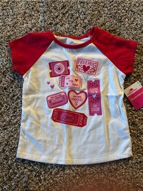 Celebrate It White and Red Valentine Graphic Raglan Tee